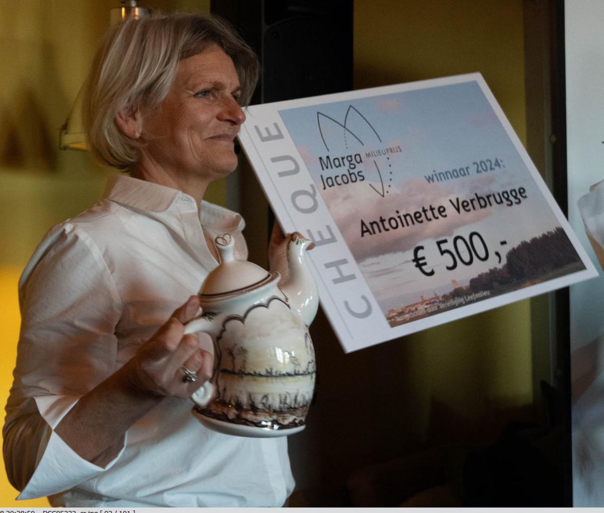 Antoinette Verbruggen wint 1e Marga Jacobs Milieuprijs